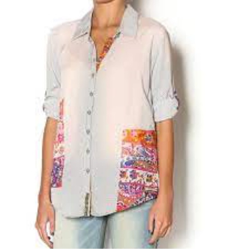 Anthropologie Woman's Arratta Silent Journey Button Down Shirt Size Small
